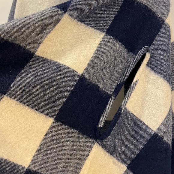 J. Crew Navy and Cream Plaid Fringe Scarf - Picture 3 of 4